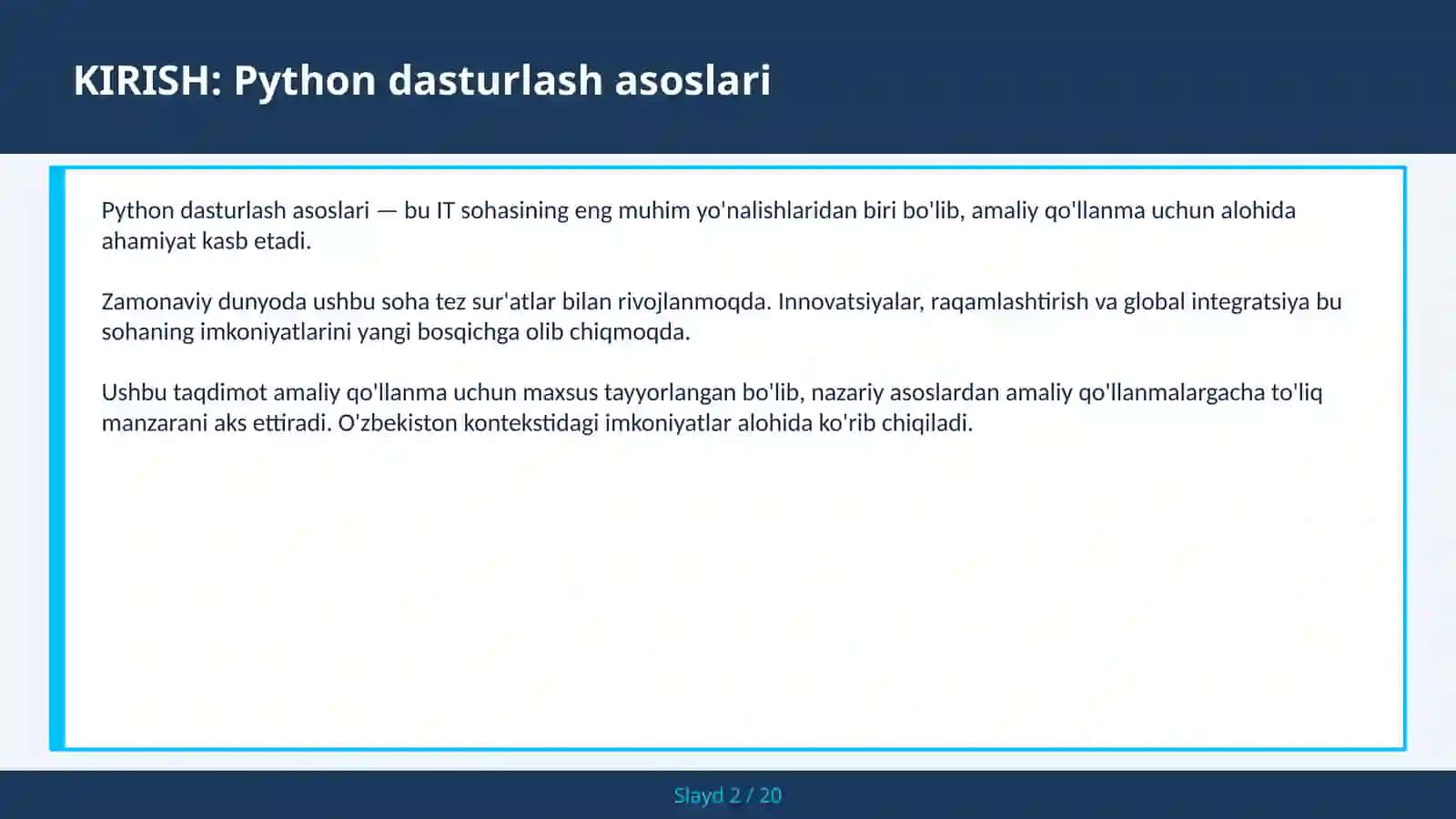 Python Dasturlash Asoslari 2