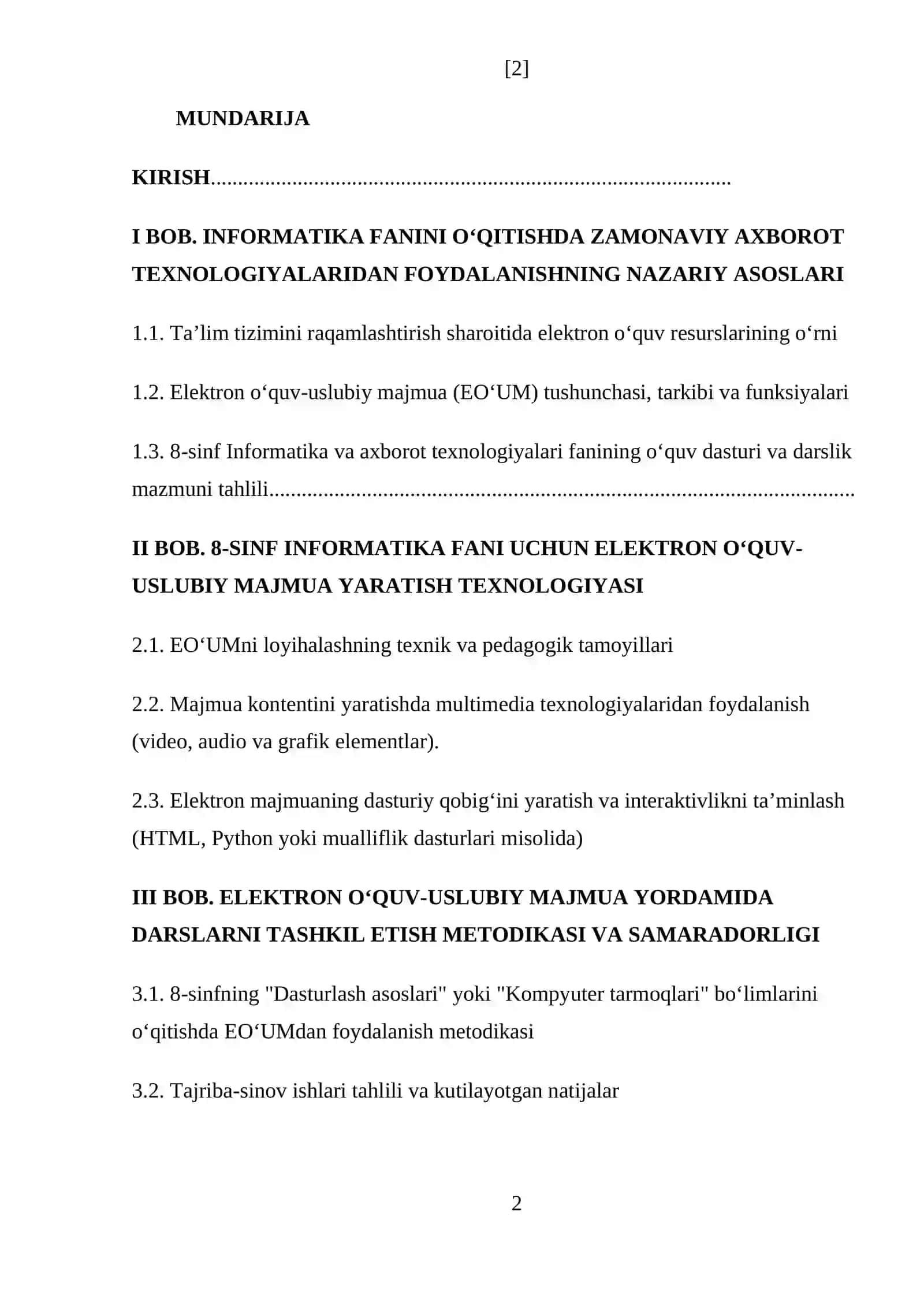 INFORMATIKA O’QITISH METODIKASI 2