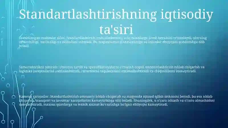 Standartlashtirishning Iqtisodiy Samaradorligi 2