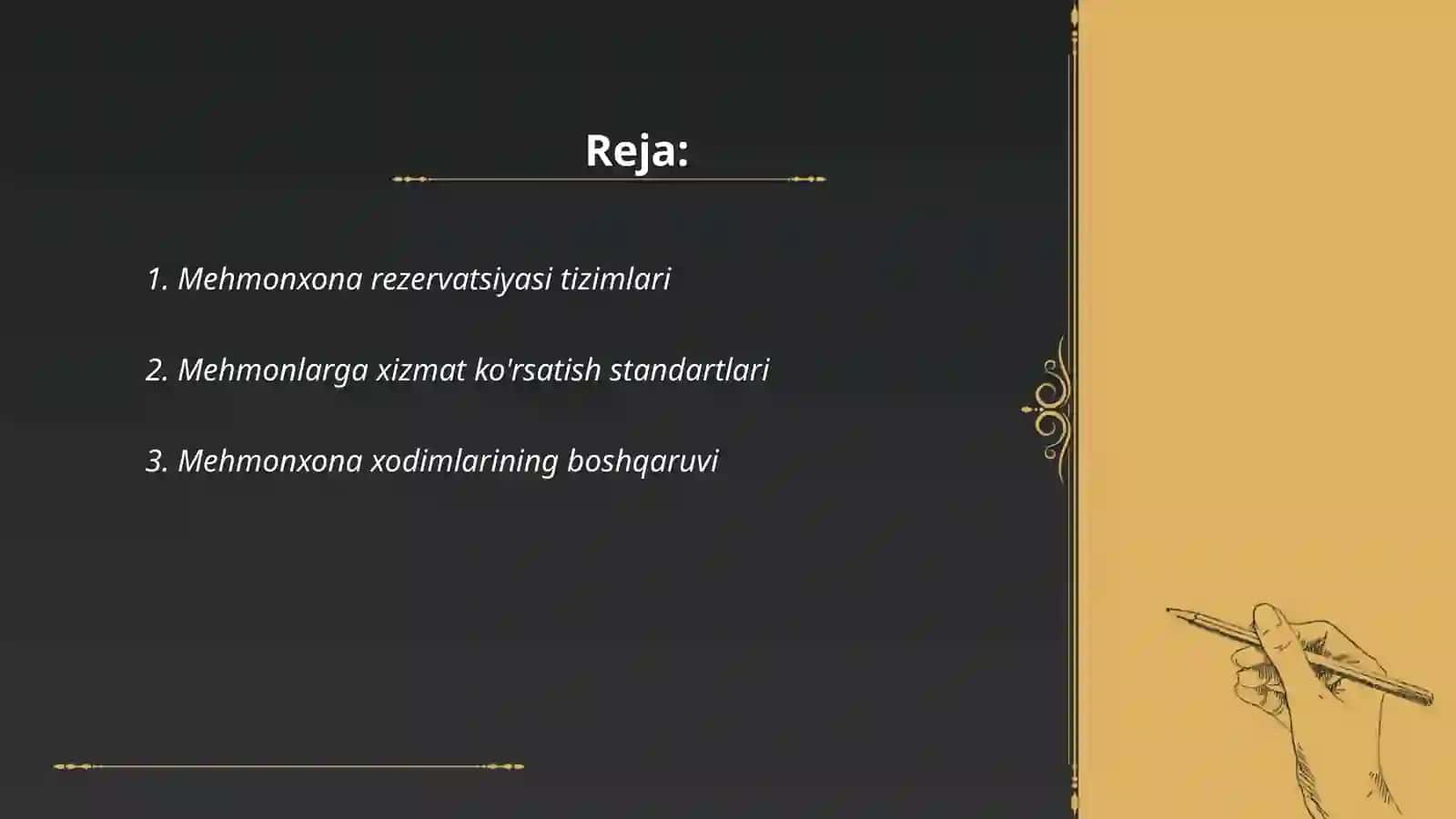 Mehmonxona boshqaruvi 2