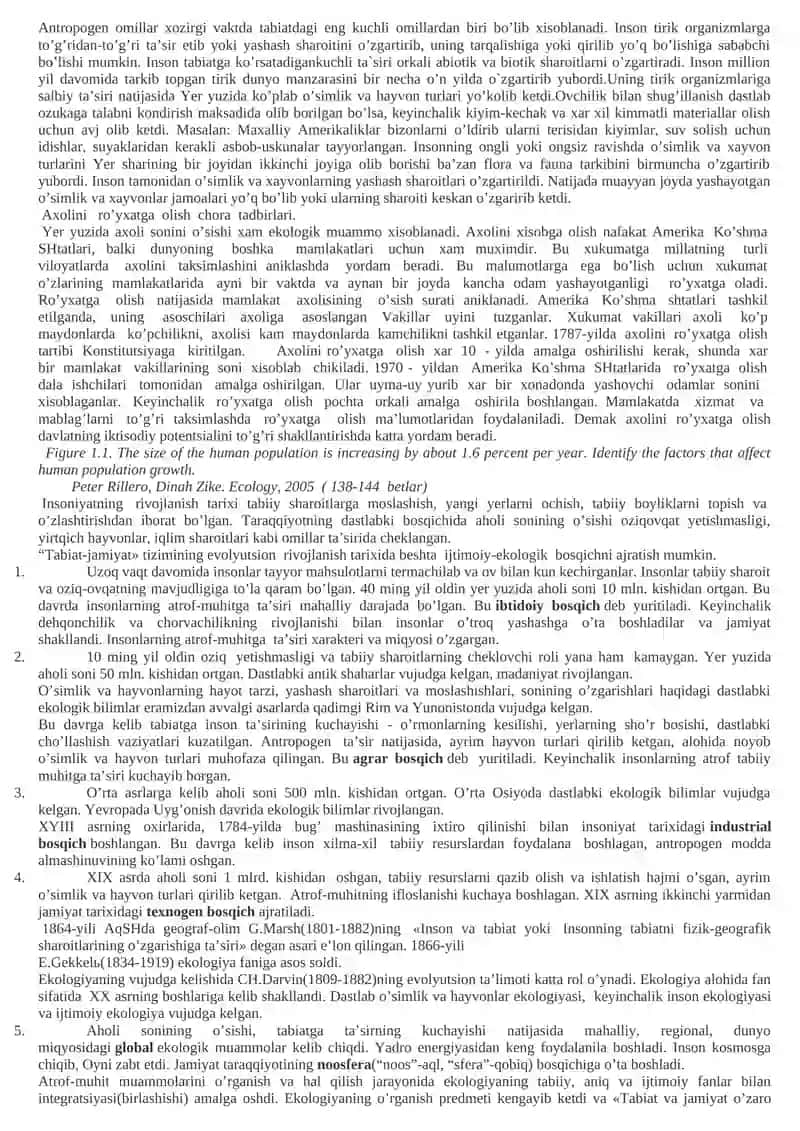 Ekologiya fanining umumiy masalalari 2