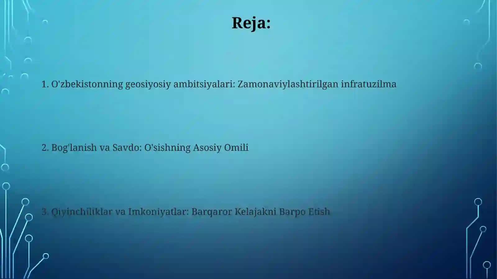 O'zbekistonning Geosiyosiy Ambitsiyalari: Zamonaviylashtirilgan Infratuzilma 2