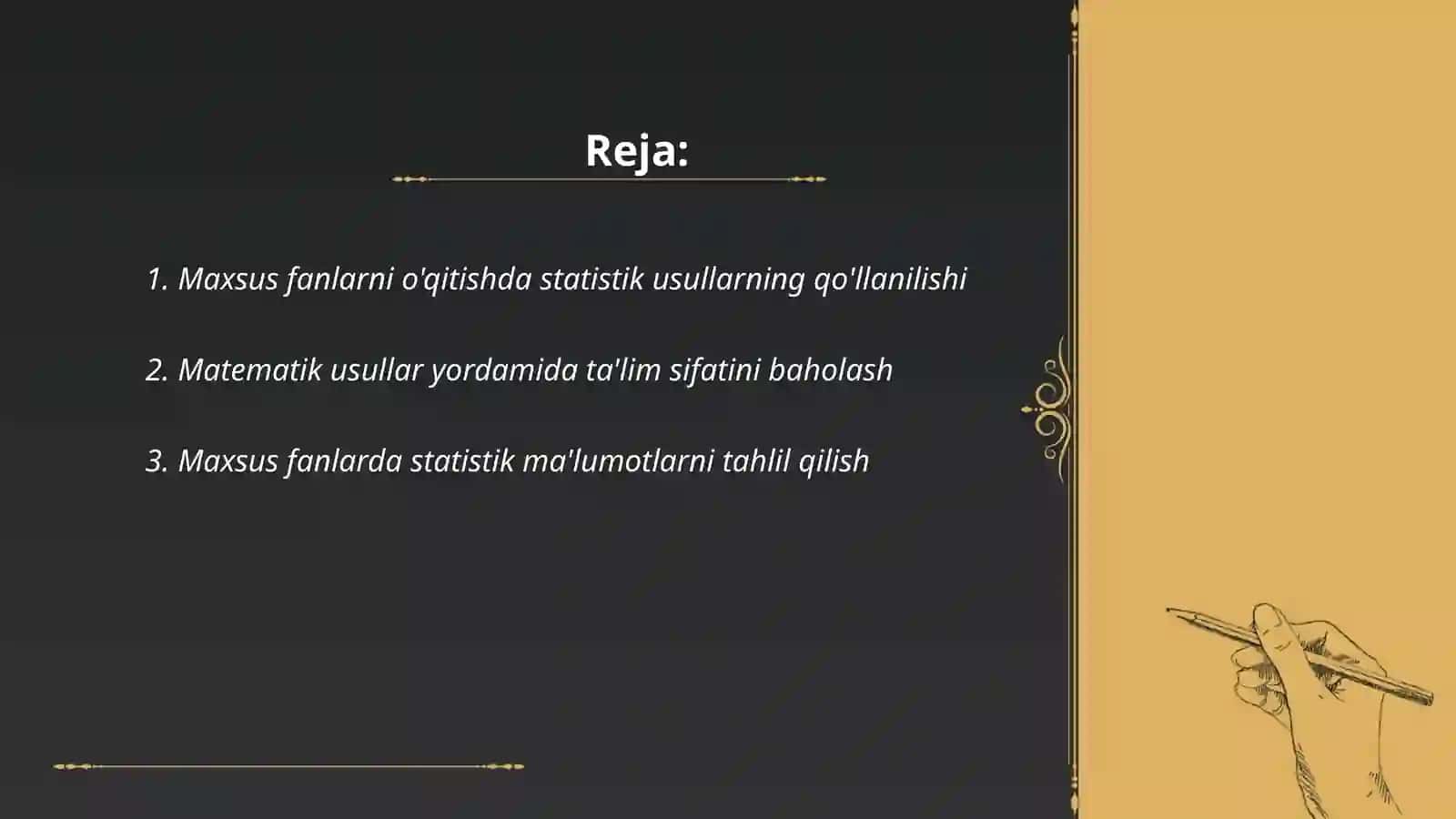 Maxsus fanlarni o'qitishda statistik usullarning qo'llanilishi 2