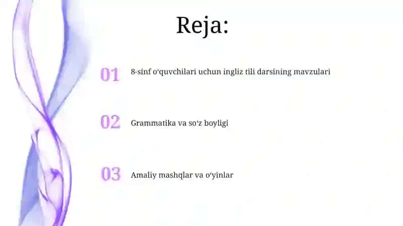 Maktabda ingliz tili darsi 8-sinflar uchun 2