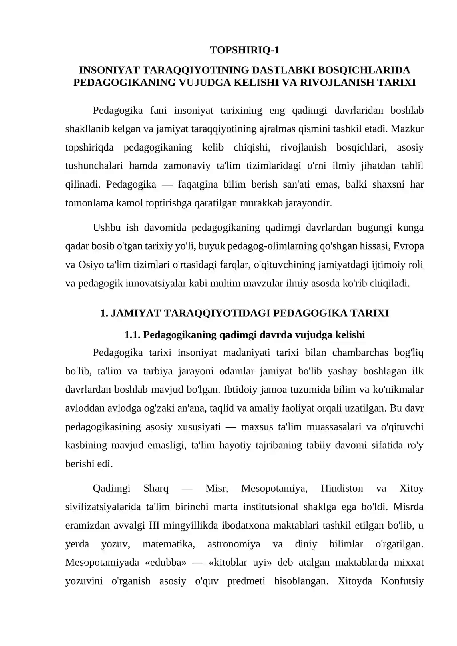 INSONIYAT TARAQQIYOTINING DASTLABKI BOSQICHLARIDA PEDAGOGIKANING VUJUDGA KELISHI VA RIVOJLANISH TARIXI 2