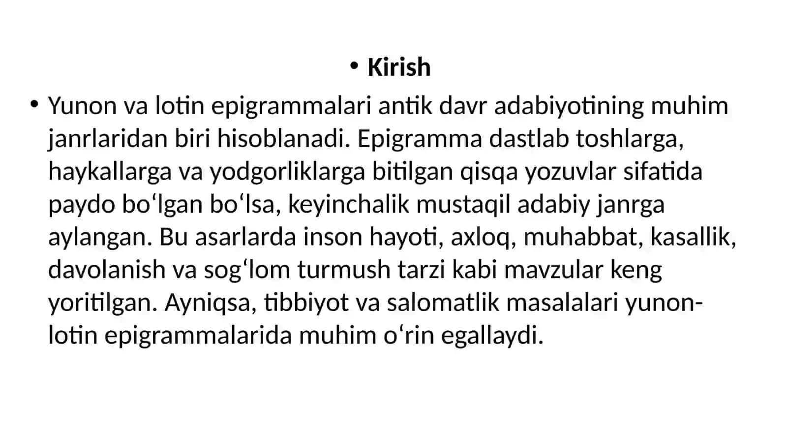 Lotin yunon epigrammalarida tibbiyot va salomatlik 2