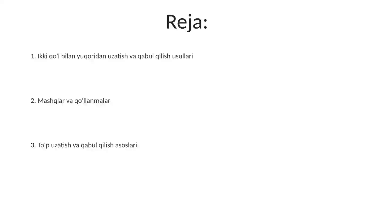 Yuqoridan ikki qo'llab to‘p uzatish va qabul qilish texnikasini o'rgatish 2