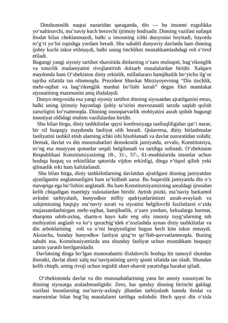 Dunyoning yangi siyosiy tartiboti sharoitida dinlarning o'rni 2