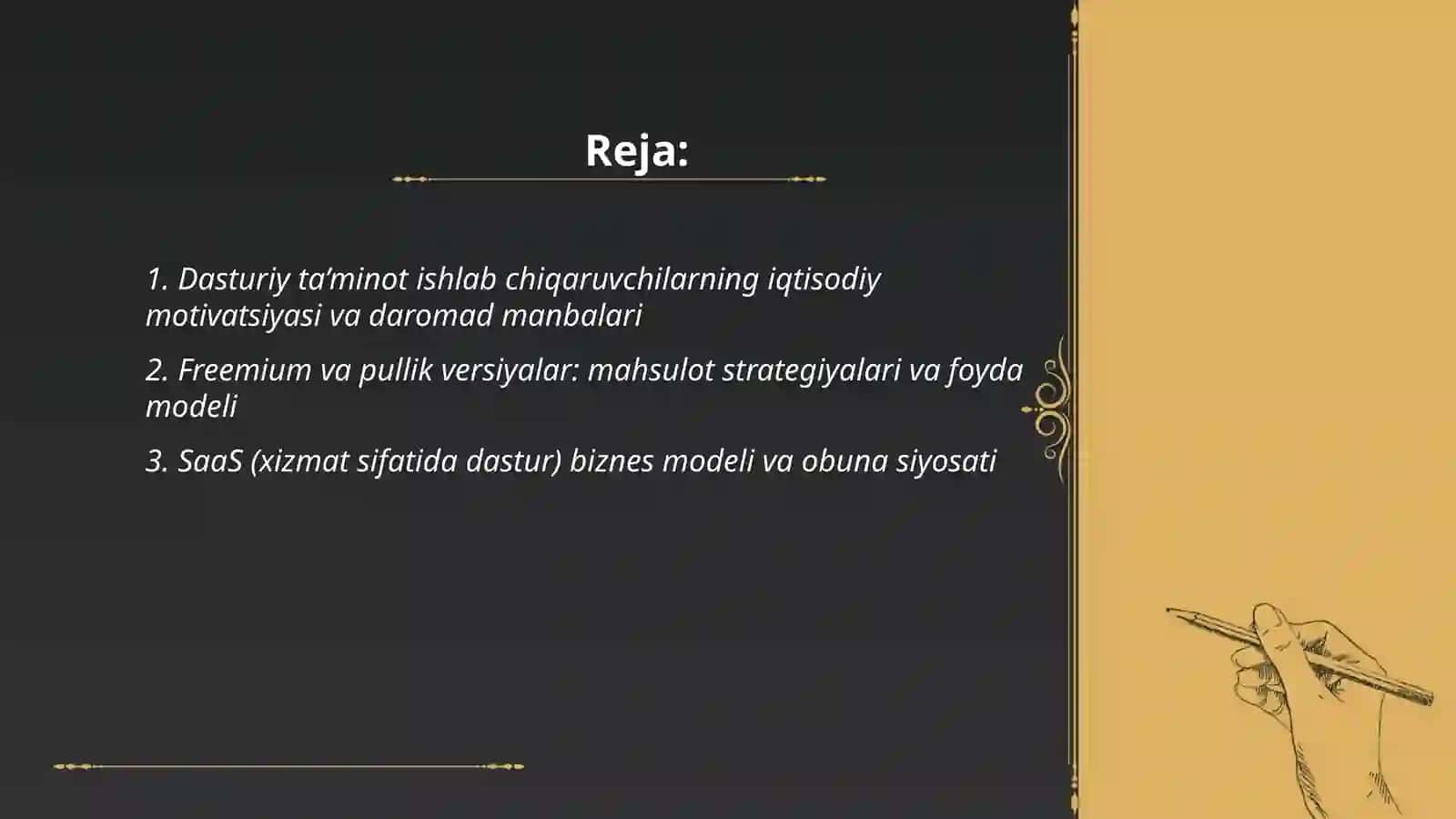 Dasturiy ta’minot ishlab chiqaruvchilarning motivatsiyasi va biznes modellari 2