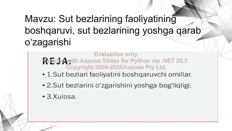 Sut bezlarining faoliyatining boshqaruvi, sut bezlarining yoshga qarab oʻzagarishi 2