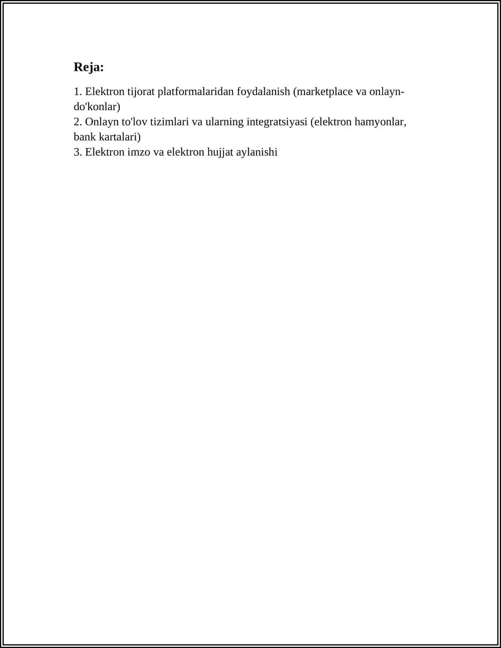 ELEKTRON TIJORAT TIZIMLARIDAN FOYDALANISH 2