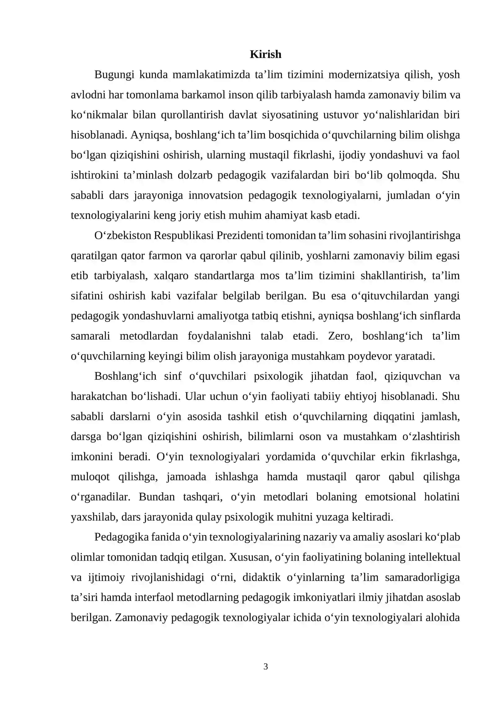 BOSHLANG'ICH SINFLARDA O'YIN TEXNALOGIYALARDAN FOYDALANISH METODIKASI 2