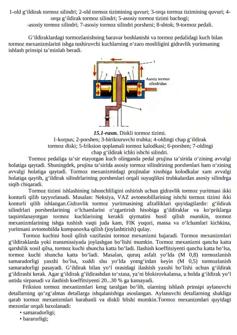 Avtomobilning tormoz boshqarmasi 2