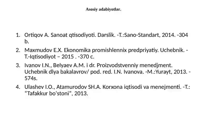 Korxona mahsulotlariga narxning shakllanishi 2