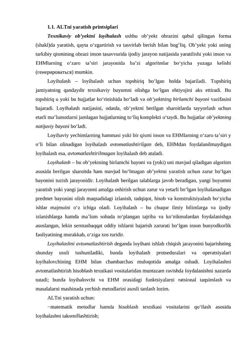 ALTNI YARATISH PRINTSIPLARI, ALT USULLARI BOSHLANG'ICH MA'LUMOTLAR 2
