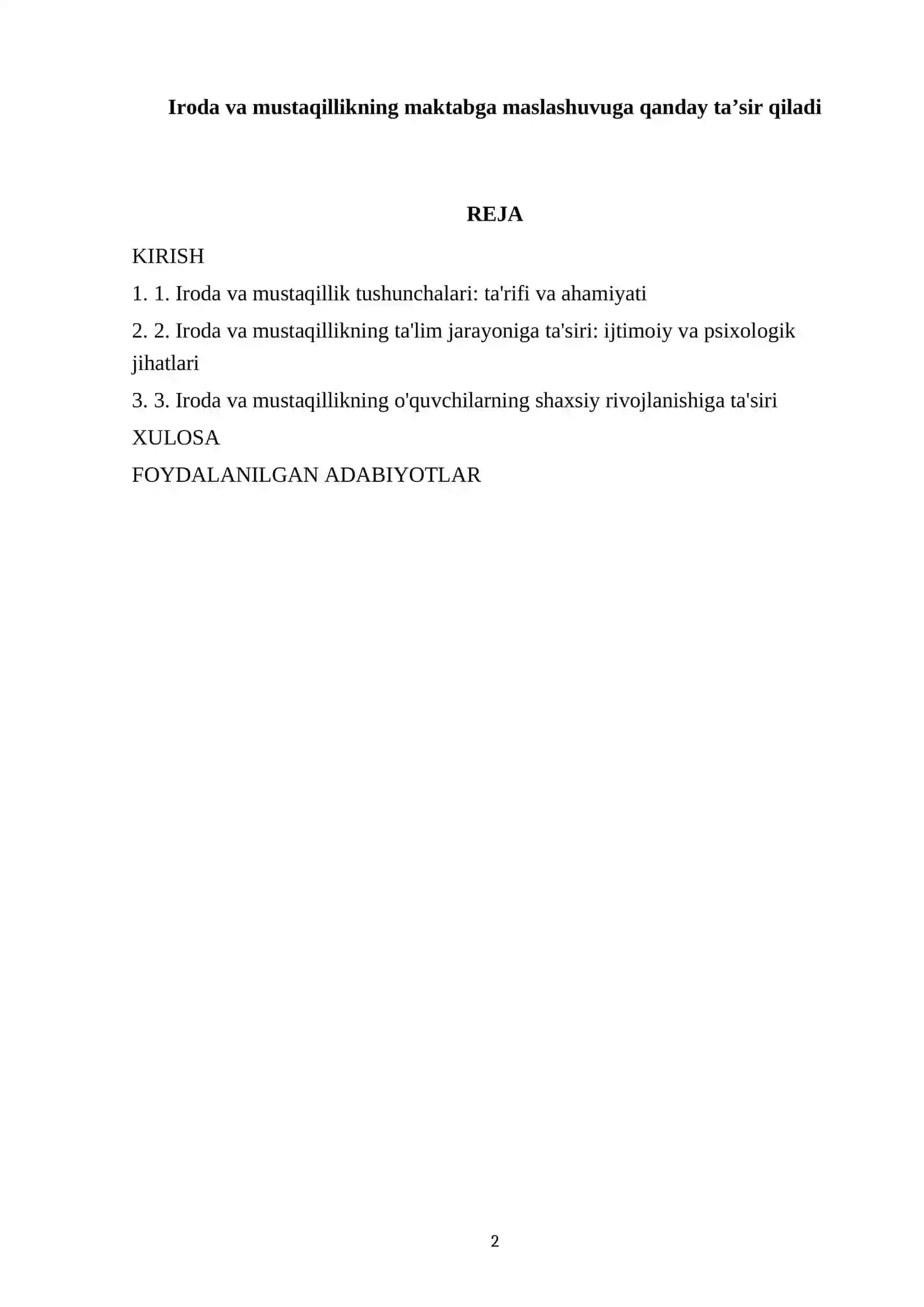 Iroda va mustaqillikning maktabga maslashuvuga qanday ta’sir qiladi 2