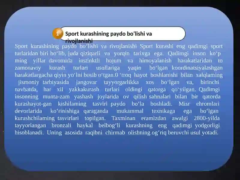 Belbog'li kurashning rivojlanish tarixi 2