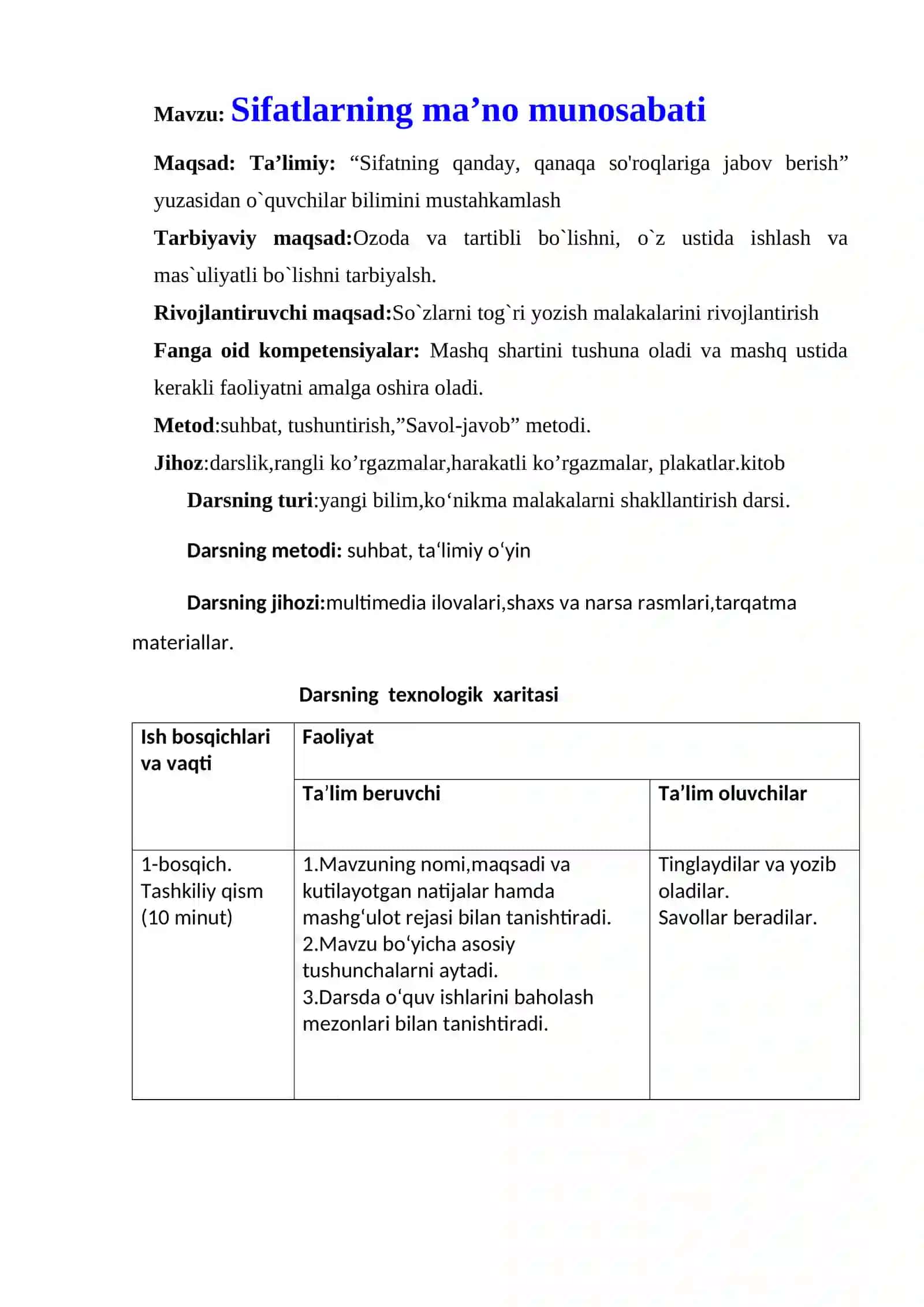 Sifatlarning ma’no munosabati 2