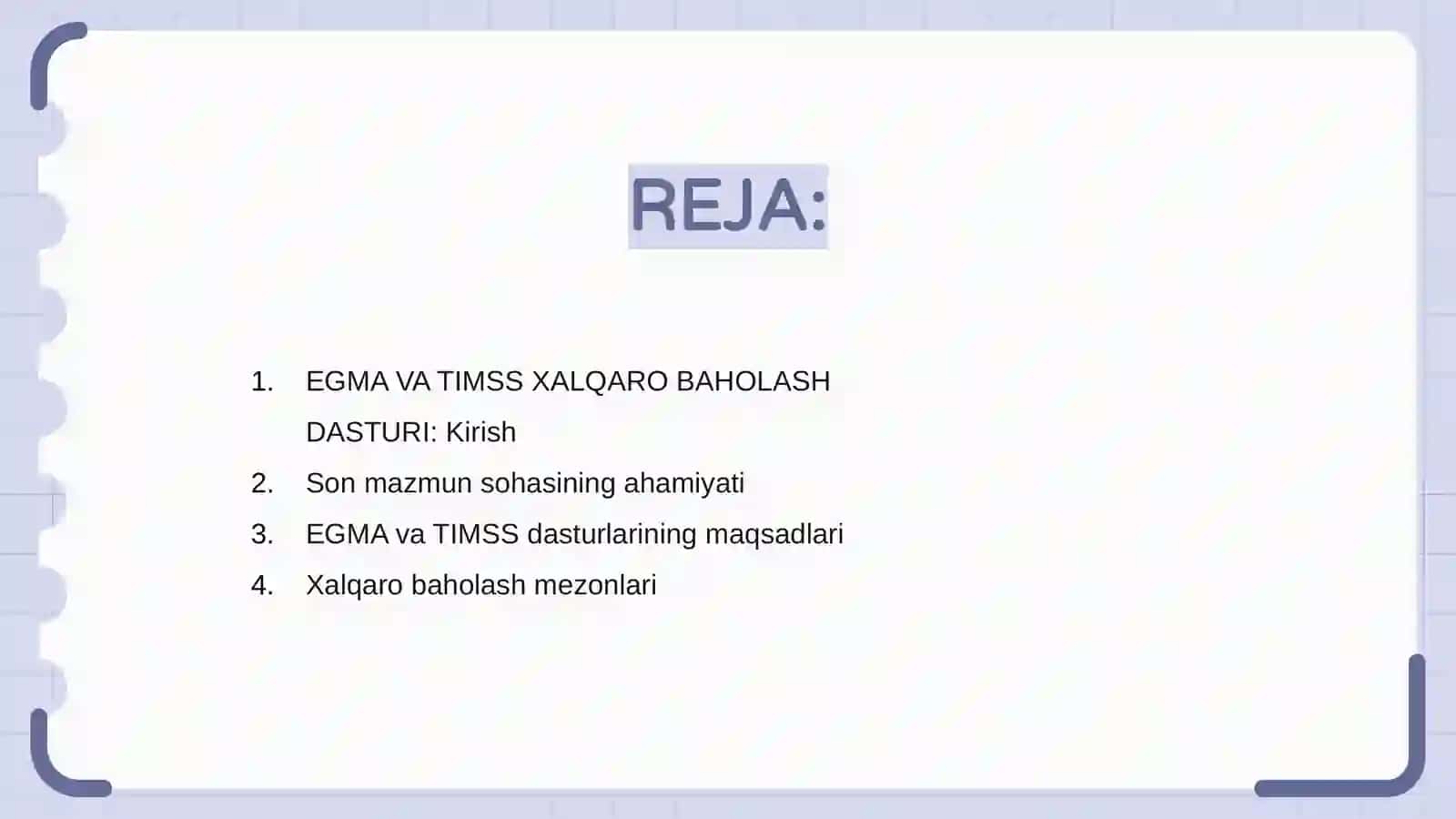 EGMA VA TIMSS XALQARO BAHOLASH DASTURIDA SON MAZMUN SOHASIGA OID TOPSHIRIQLAR 2