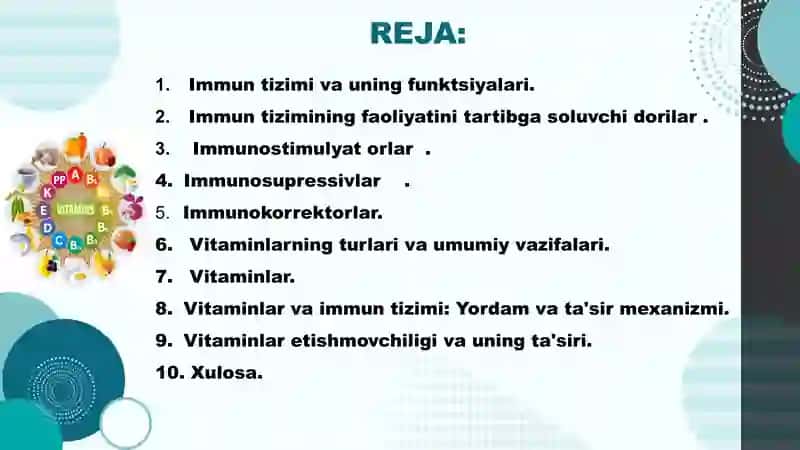 Immun tizimiga ta'sir etuvchi dori vositalari. 2