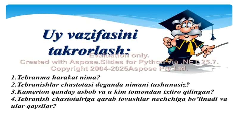 TOVUSH MANBALARI VA ULARNI QABUL QILGICHLAR. TOVUSHNING TURLI MUHITLARDA TARQALISHI 2
