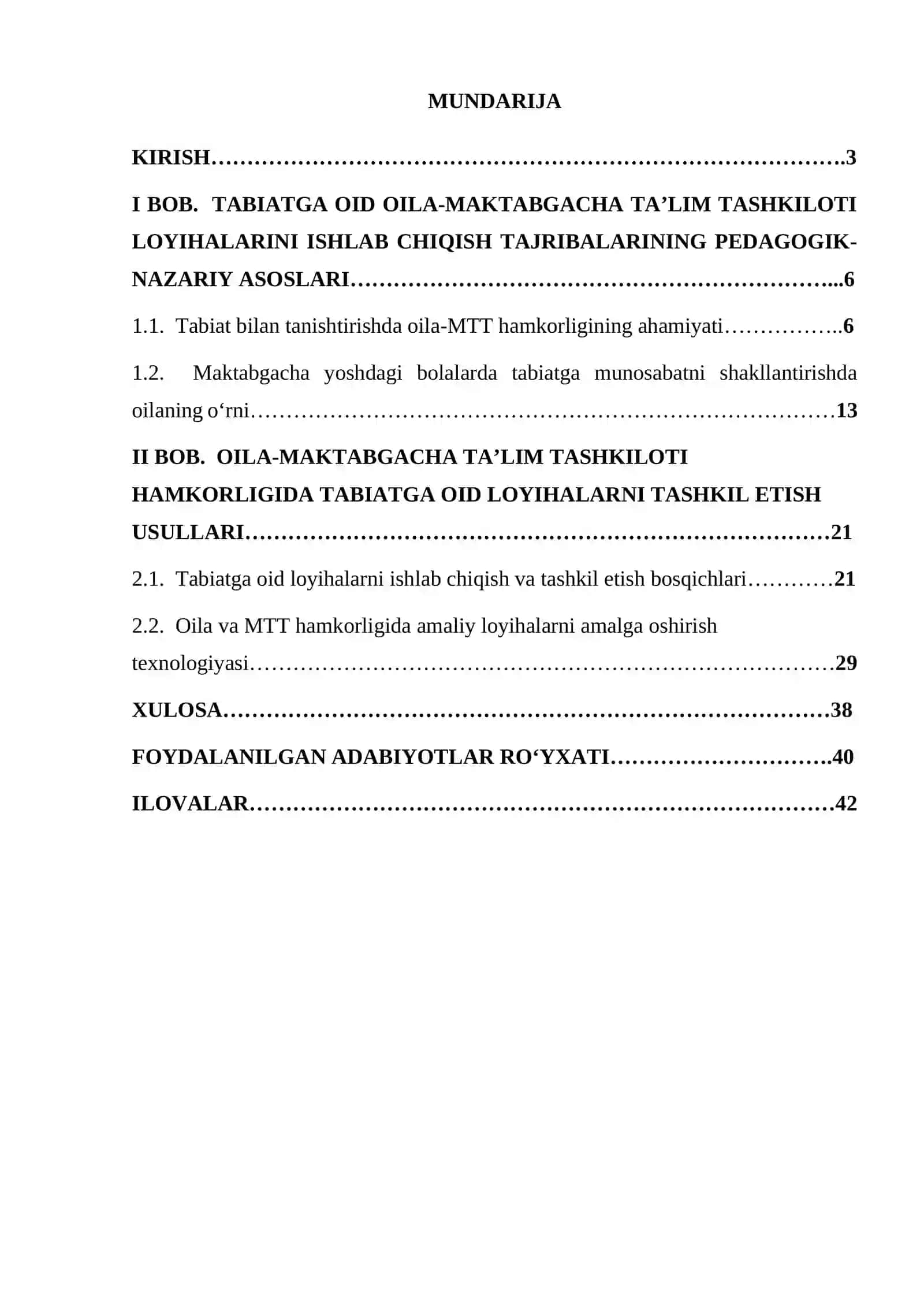 Tabiatga oid oila-bog‘cha loyihalarini ishlab chiqish tajribalari 2