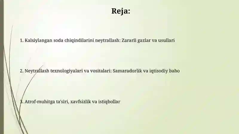 Kalsiylangan soda chiqindilarini zararli gazlardan tozalash 2