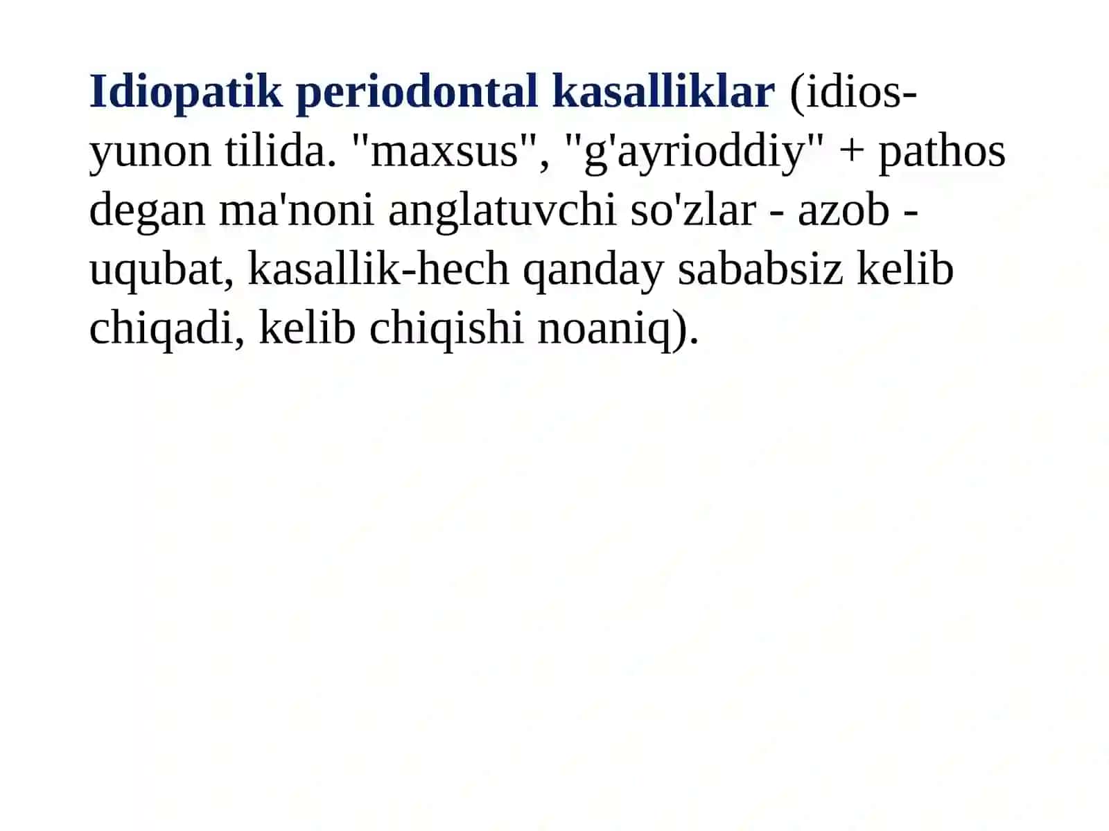 Bolalarda parodontning idiopatik kasalliklari (Papiyon-Lefevr sindromida, X-gistiotsitoz) 2