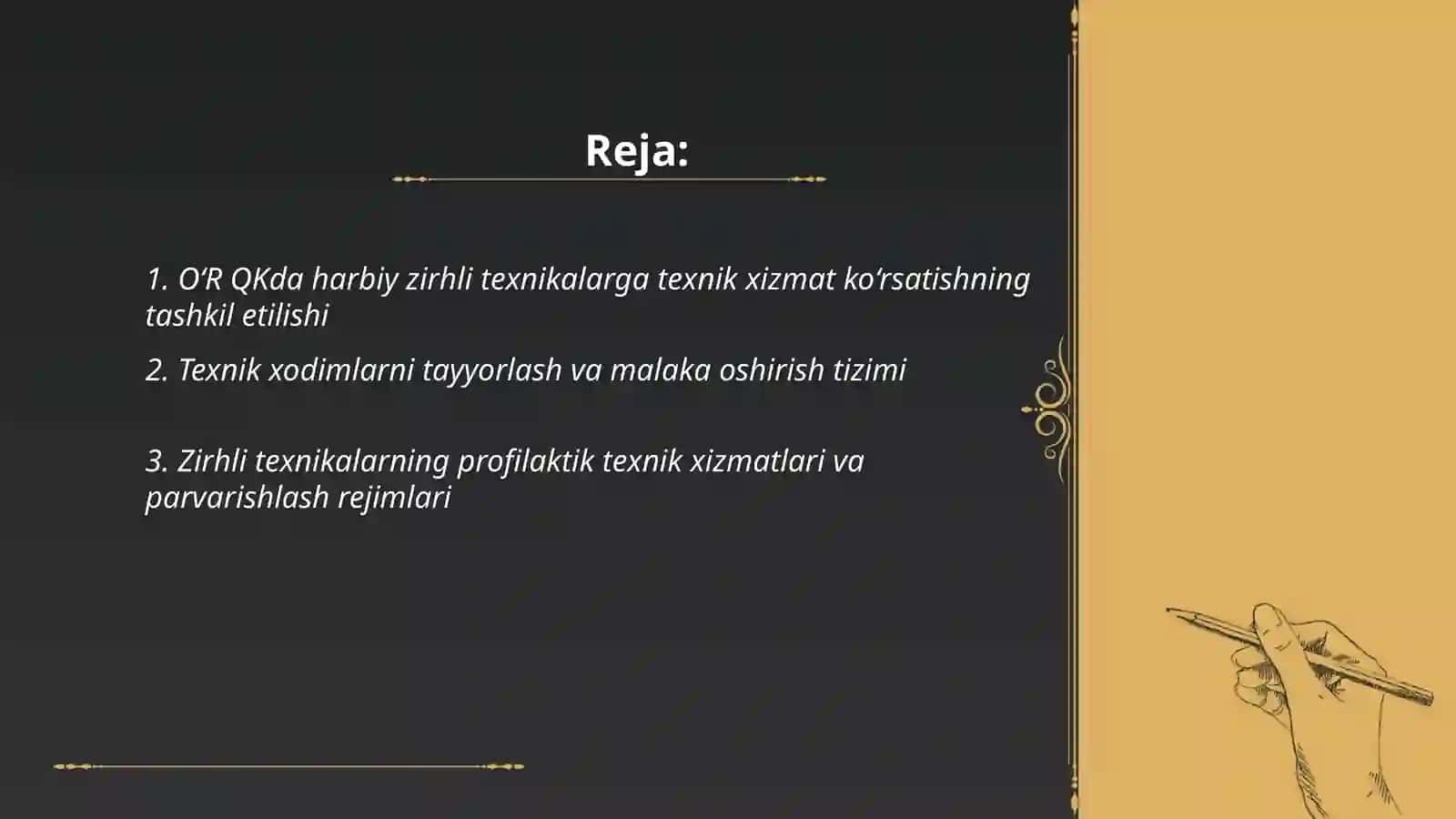 O‘R QK DA HARBIY ZIRHLI TEXNIKALARIGA TEXNIK XIZMAT KO‘RSATISH TIZIMI 2