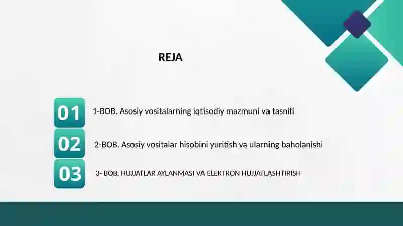 Asosiy vositalar hisobi va ularning amortizatsiyasi 2
