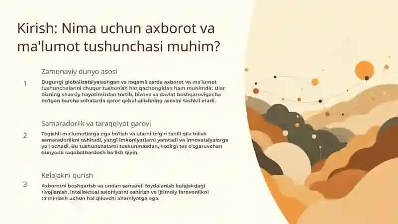 Axborot va ma'lumot tushunchasi: Keng qamrovli tahlil 2
