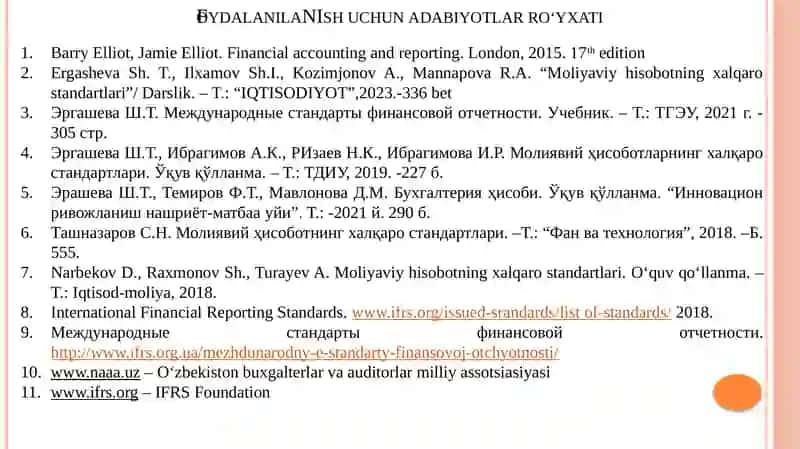 Moliyaviy hisobotlarni xalqaro buxgalteriya standartlari asosida taqdim etish asoslari 2