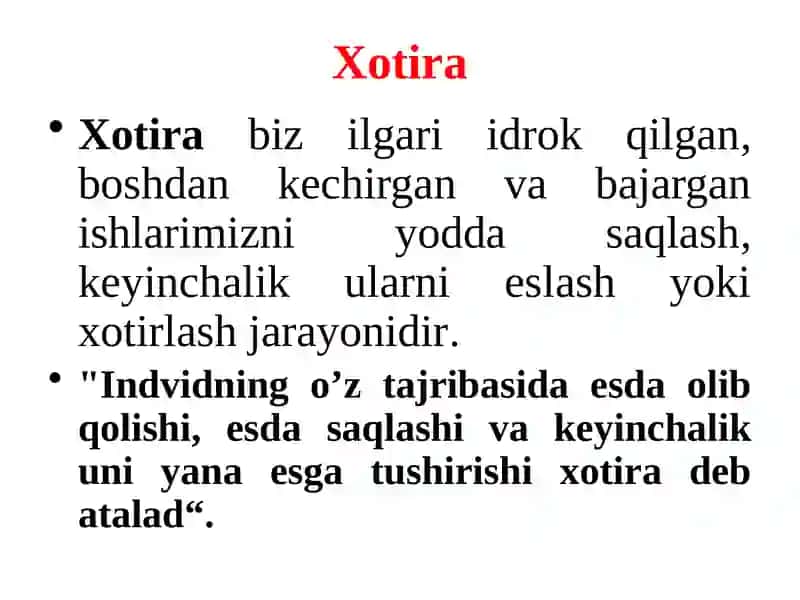 Xotira haqida umumiy tushuncha 2
