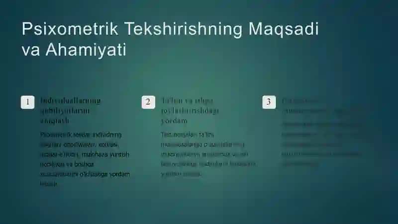 Intellektni Psixometrik Tekshirish: Veksler Shkalasi va Ayzenk Testi 2