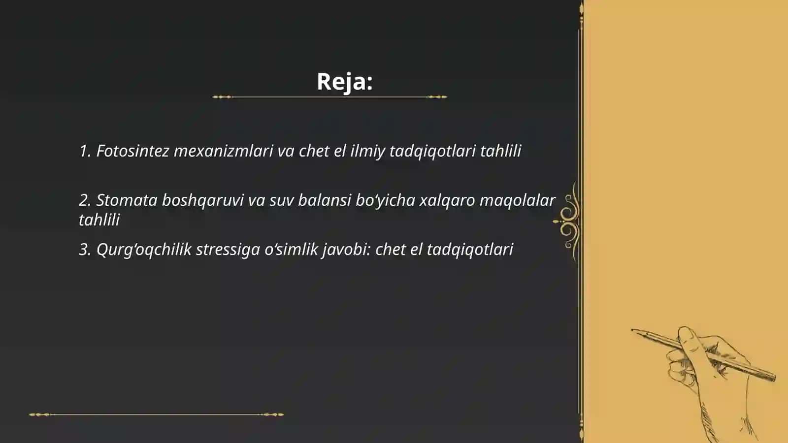O'simliklar fiziologiyasi uzuasidan chet el ilmiy tadqiqotlar 2