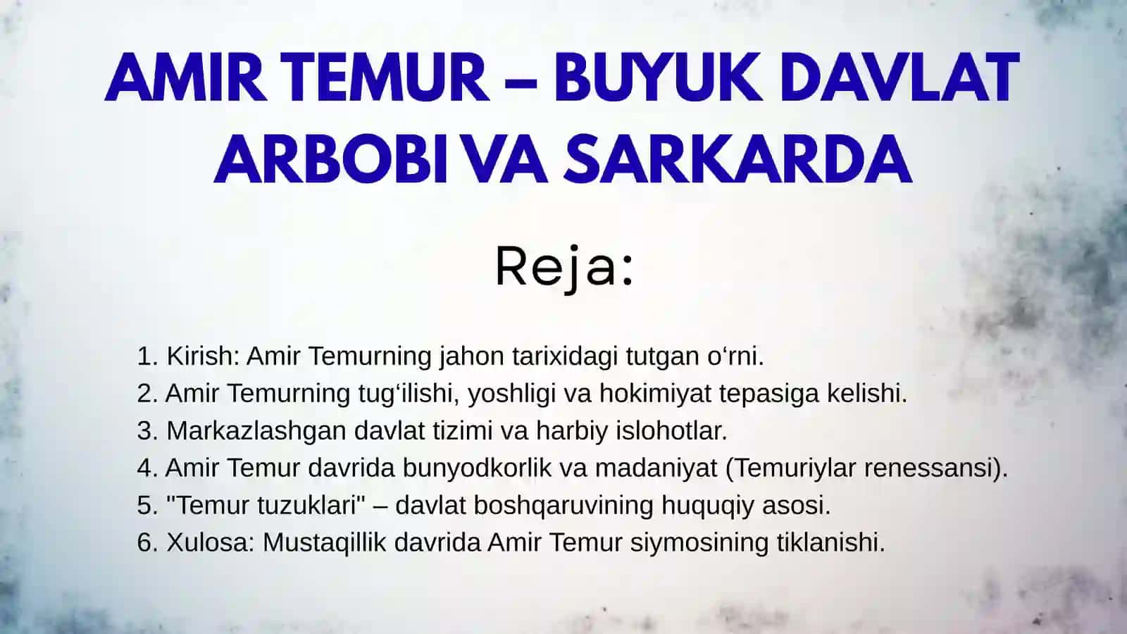 AMIR TEMUR – BUYUK DAVLAT ARBOBI VA SARKARDA 2