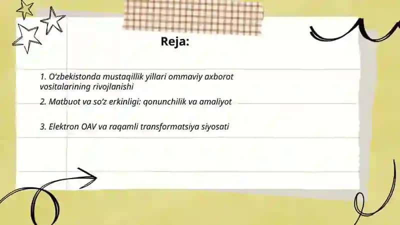 O'zbekiston Respublikasida ommaviy axborot vositalarining faoliyati 2