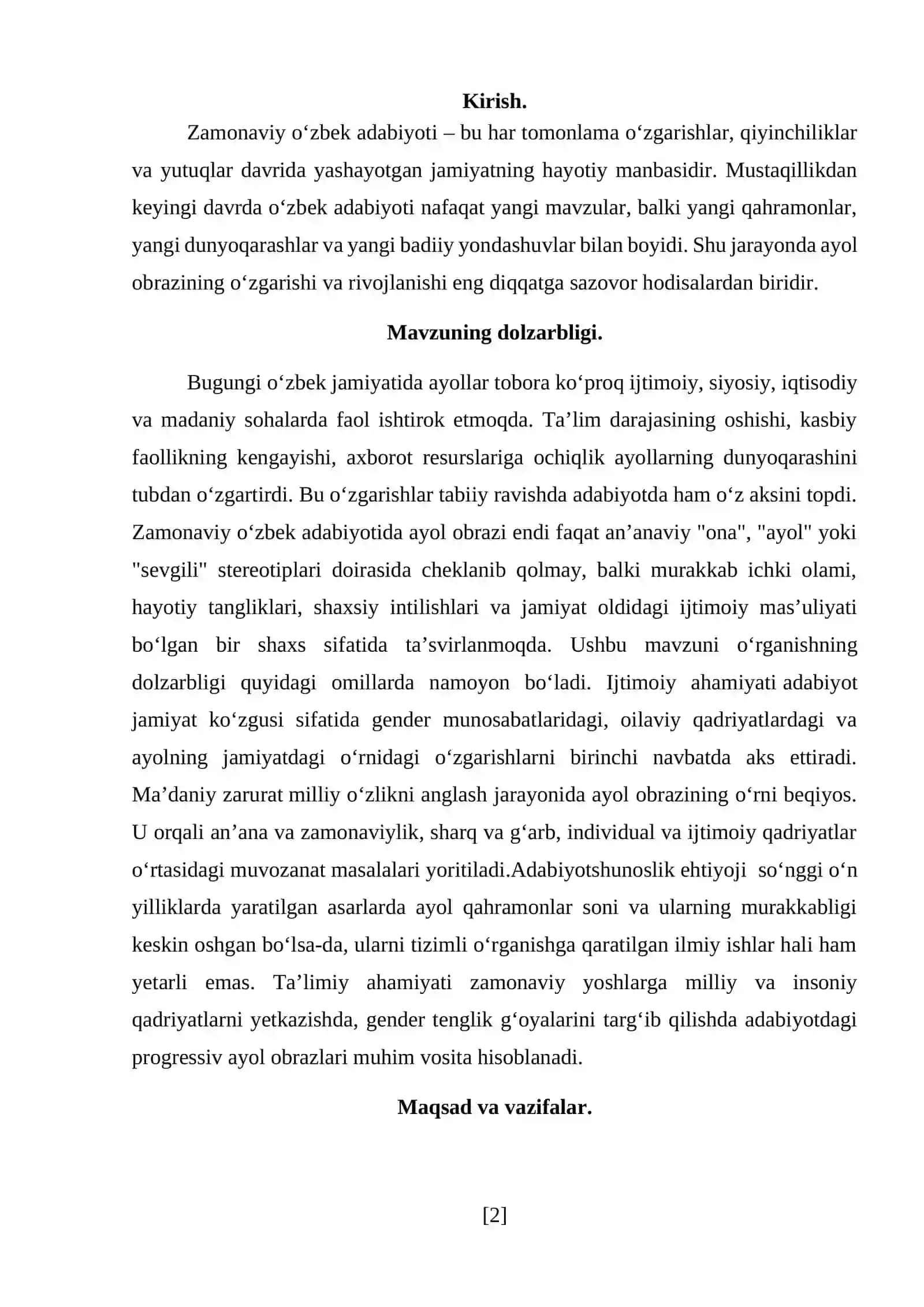 Zamonaviy o‘zbek adabiyotida ayol obrazi. 2