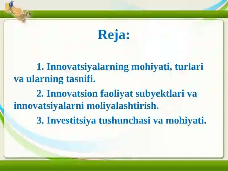 Korxonaning investitsion vainnovatsion faoliyati 2