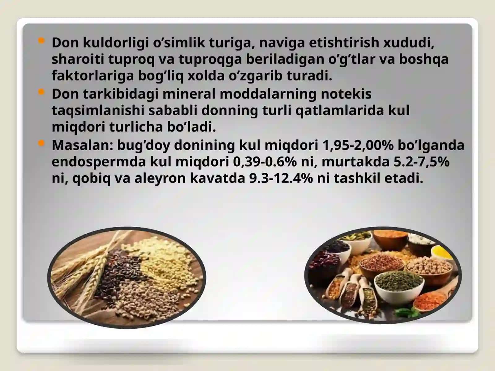 DON VA DON MAXSULOTLARNI KIMYOVIY TARKIBIDAGI Kul MIQDORINI ANIQLASH 2