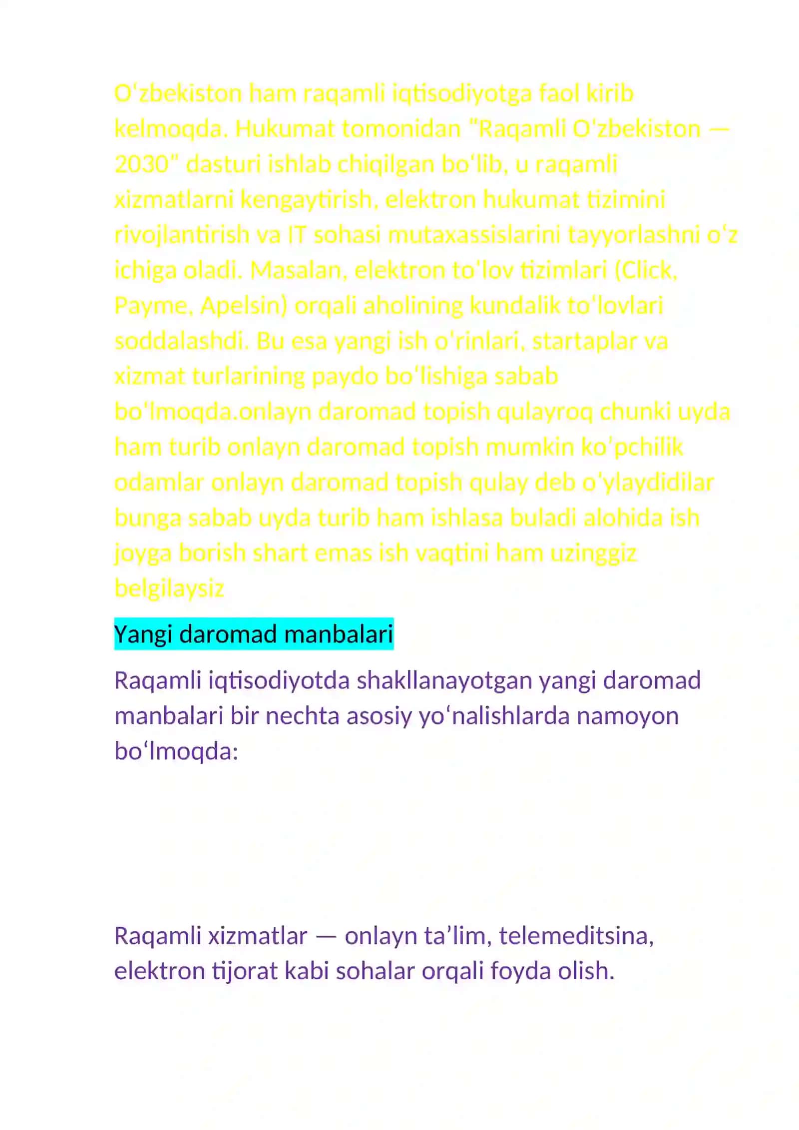 Raqamli iqtisodiyotda yangi daromad manbalari 2