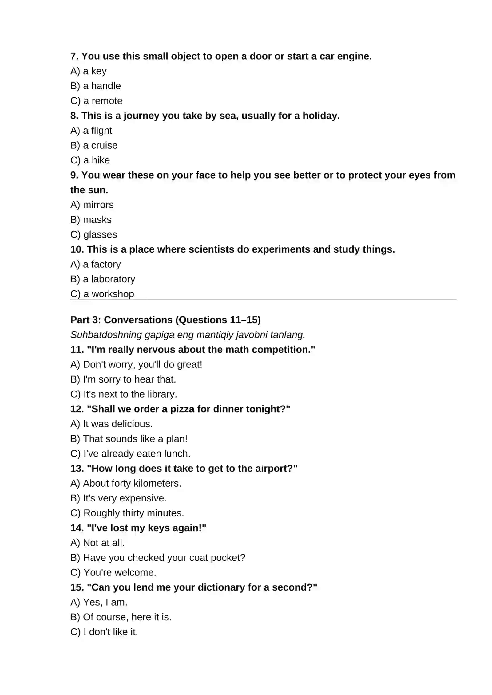 Presidential School Entrance Exam: English Reading (New Version) 2