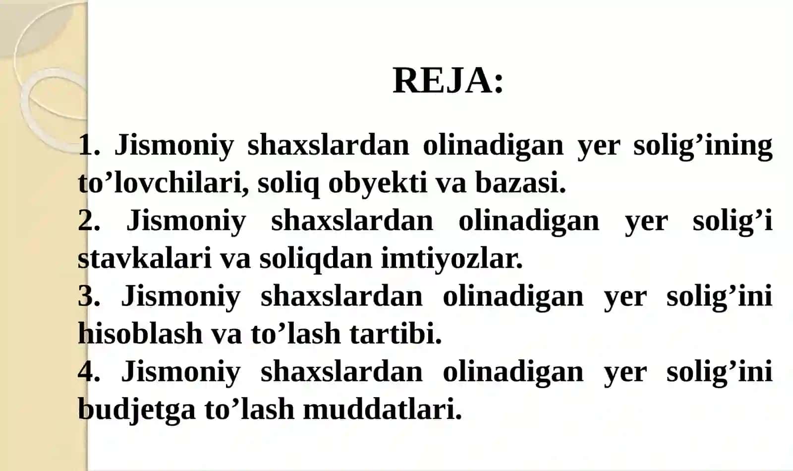 Jismoniy Shaxslardan Olinadigan Yer Solig'i 2