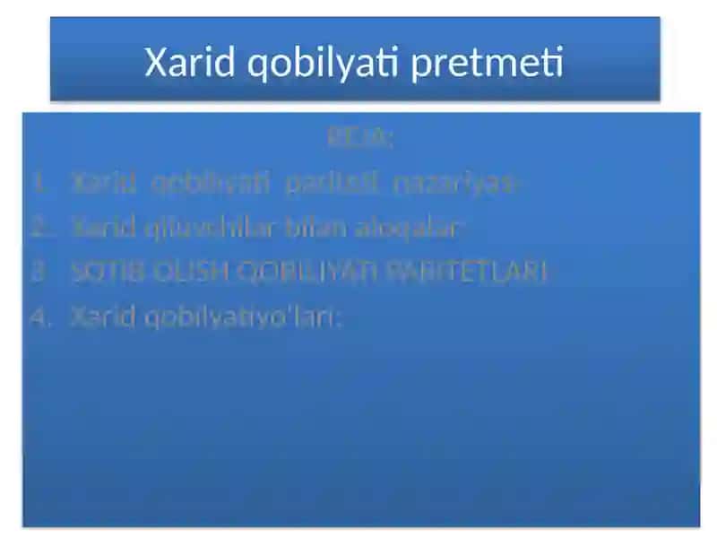 Mikroiqtisodiyot fanidan tayyorlagan Xarid qobiliyati pariteti nazariyasi 2