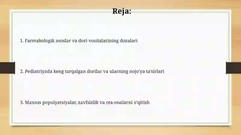 Pediatriya amaliyotida dorilarni go'llanilishi 2