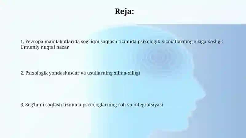 Yevropa davlatlarining sog'liqni saqlash tizimida psihologik xizmatining o'ziga hosligi 2
