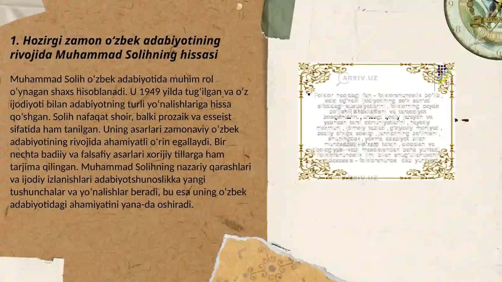 Muhammad solihning oʻzbek adabiyoti tarixida tutkan oʻrni 2