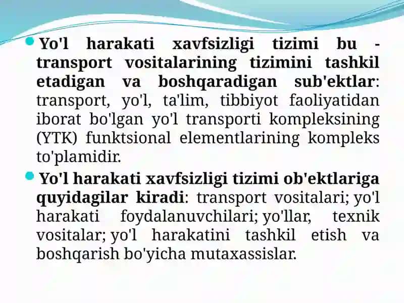 Yo'l harakati xavfsizligini davlat boshqaruv tizimi 2
