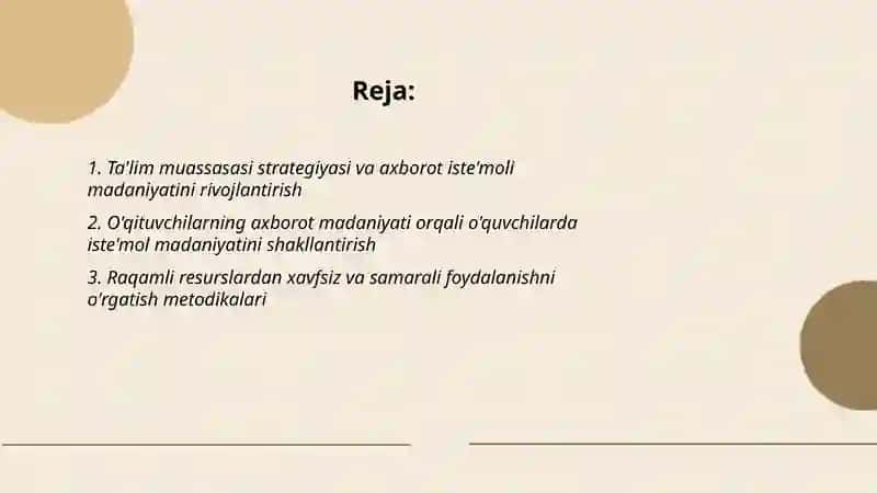 Ta'lim muassasasi menejmenti.Oʻquvchilarda axborot isteʼmoli madaniyatini shakllantirish 2