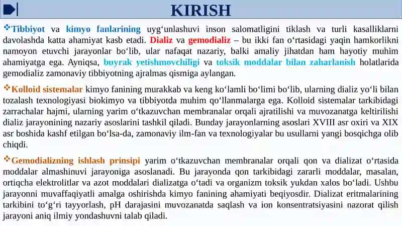 Kolloid Sistemalarni Dializ Yo‘li Bilan Tozalash 2